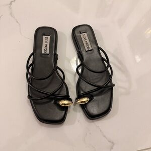 Steve Madden Black Sandals with Gold Accents Size 6.5